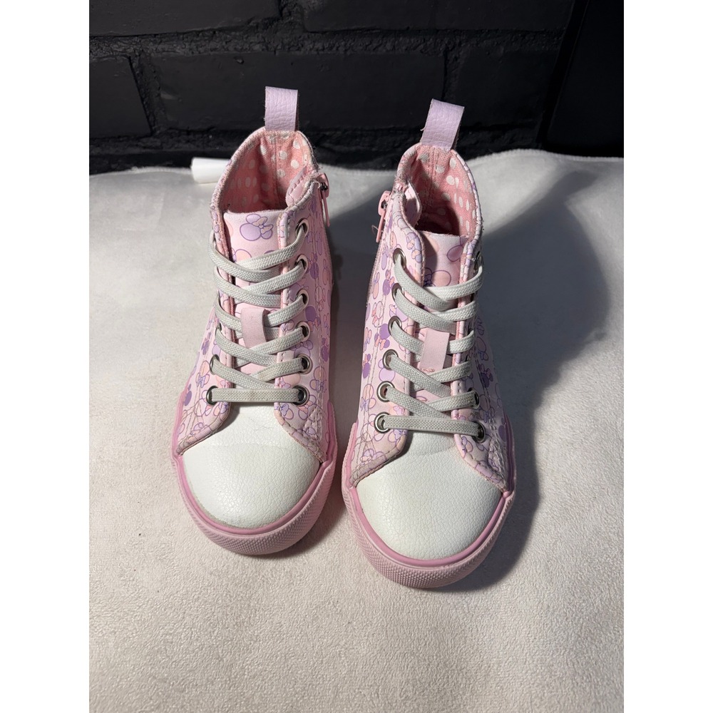 Ground Up Disney Sneakers Girls 11 Pink Minnie Mouse High Top Glitter Bows Zip